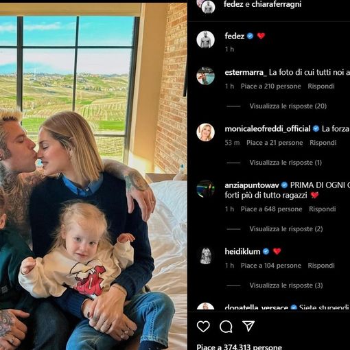 Lo screenshot dell'immagine postata su Instagram da Chiara Ferragni
