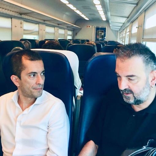 Marco Gabusi in treno