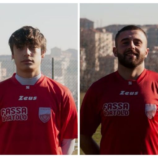 I marcatori del Moncalvo: Simone Giardina (a destra), autore di una doppietta, e Matteo Valenzano