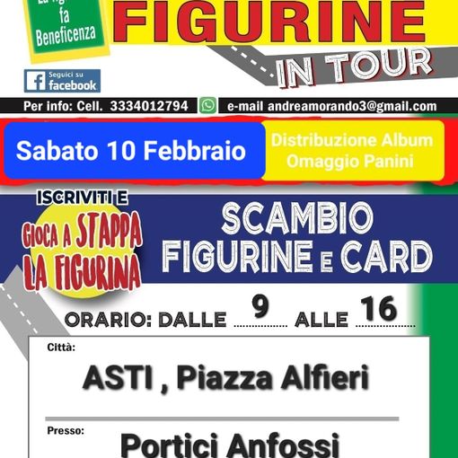 Figurine in tour ad Asti: album gratis e scambio sotto i portici di piazza Alfieri