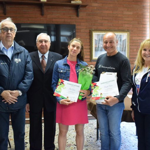 UNVS: consegnate questa mattina le tessere di socio testimonial ad Alice Sotero e Claudio Borin