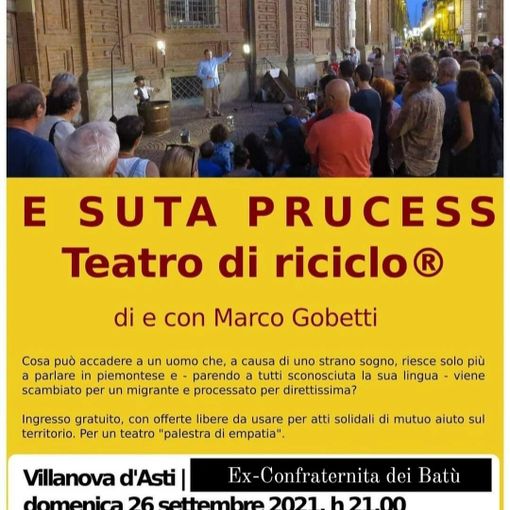 La locandina dello spettacolo in programma domenica a Villanova d'Asti