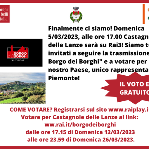 La cartolina di partecipazione di Castagnole Lanze