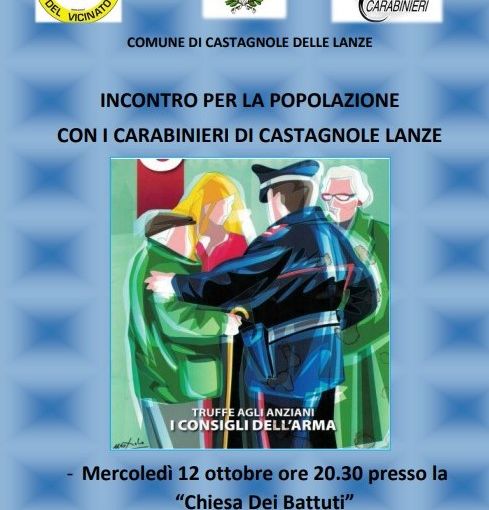 La locandina degli incontri in programma a Castagnole Lanze