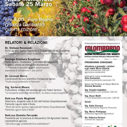 Il 25 marzo a Nizza Monferrato il convegno Lions &quot;Agricoltura sostenibile&quot;