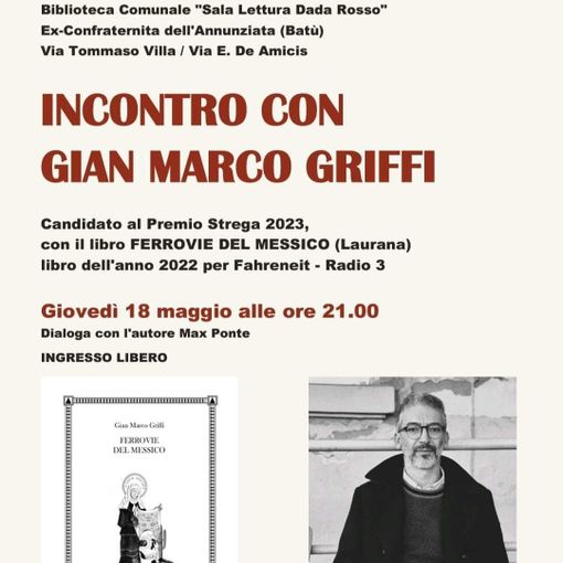 La locandina della presentazione letteraria in programma giovedì sera a Villanova d'Asti