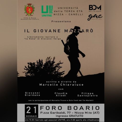 La locandina dello spettacolo &quot;Il giovane Mazzarò&quot;