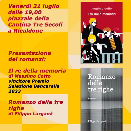 Doppia presentazione, a &quot;L'Isola in Collina&quot;, per i romanzi d'esordio di due giornalisti astigiani