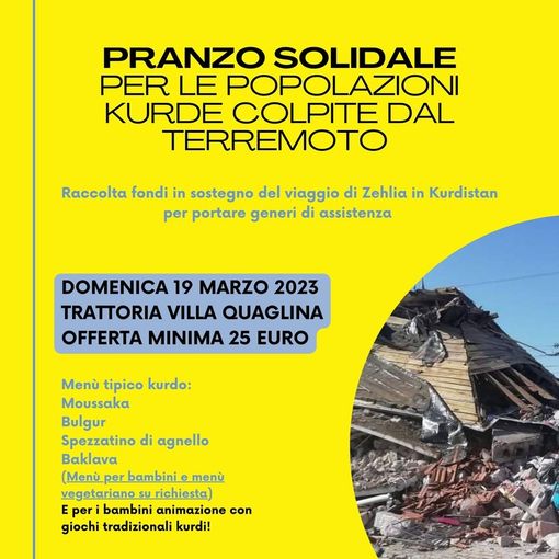 Pranzo kurdo solidale in sostegno alle popolazioni colpite dal terremoto