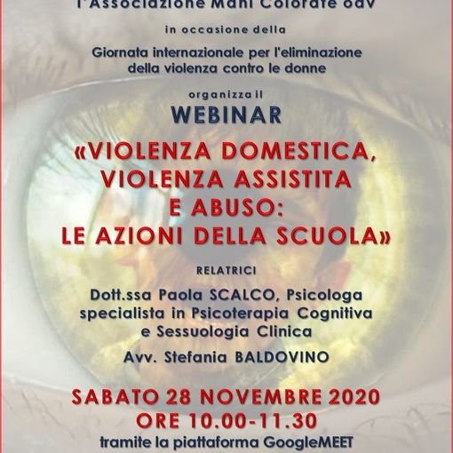 Violenza domestica, un webinar dell'Associazione Mani Colorate e delle scuole di Moncavo e Rocchetta