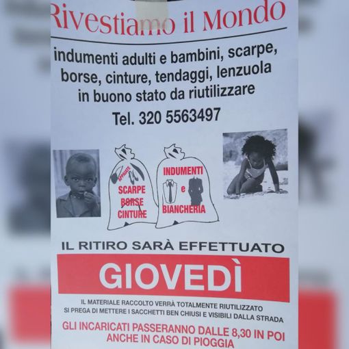 A Buttigliera d'Asti, volantini per la raccolta abiti usati, ma sarebbe una truffa