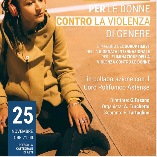 Il 25 novembre in Cattedrale il concerto del Coro Polifonico Astense per Soroptimist Club di Asti