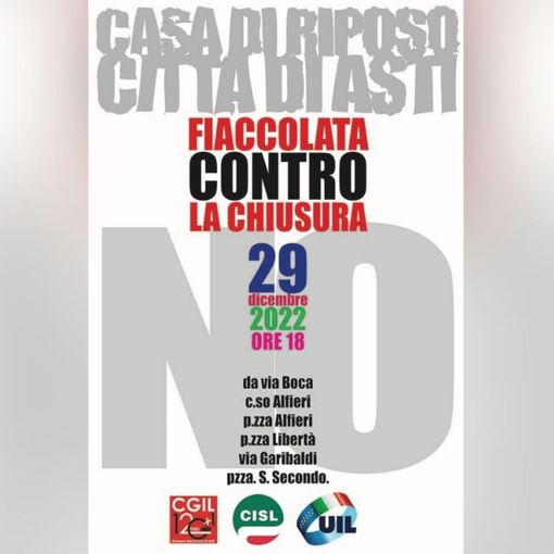 La locandina della fiaccolata per la Casa di Riposo di Asti