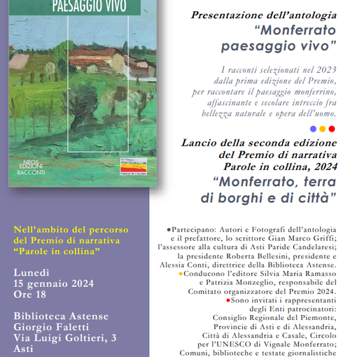 Parole in collina: il Premio di narrativa che celebra il Monferrato