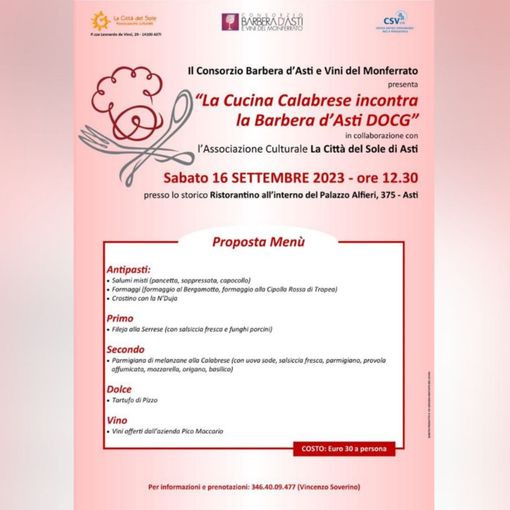 La locandina del pranzo in programma sabato