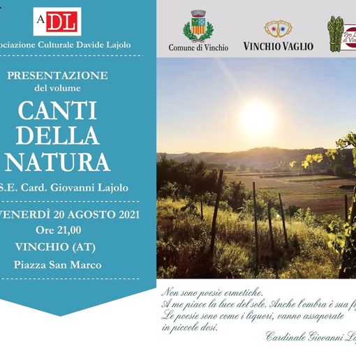Vinchio sarà cornice della presentazione delle poesie del cardinale Giovanni Lajolo
