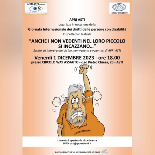 La locandina dello spettacolo in programma il primo dicembre