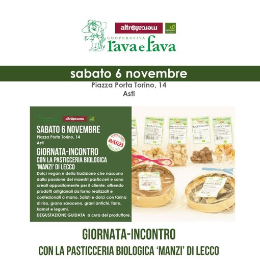 Al NaturaSì di Asti, sabato 6 novembre ospite la bio pasticceria Manzi di Lecco