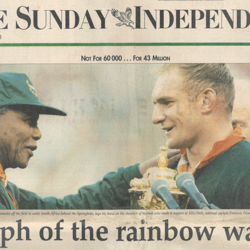 Mandela festeggia con il capitano Pienaar