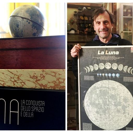 Il mappamondo di latta entrato quest'anno nel Museo e, a fine articolo, Tomalino con una mappa lunare del 1969