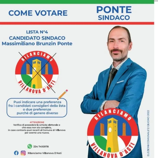 Villanova: appello al voto del candidato sindaco Max Ponte
