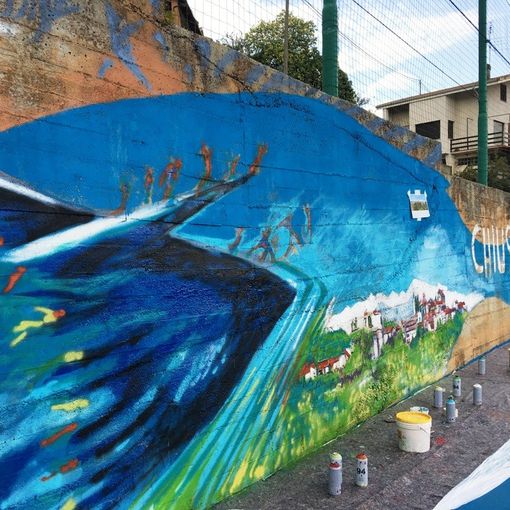 Uno scorcio del murale di Chiusano