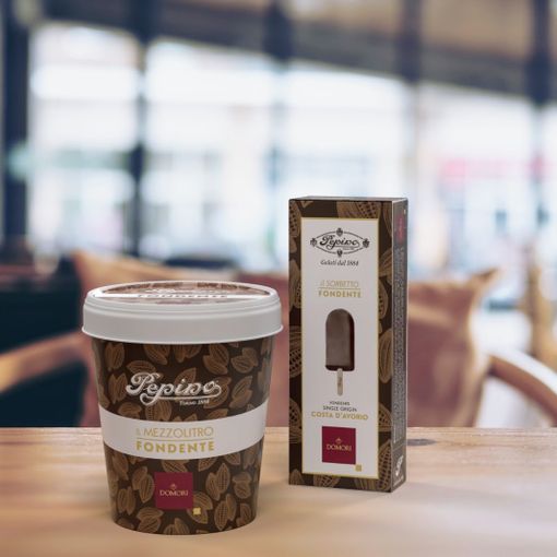 Gelati Pepino e Domori,  la passione per il cioccolato non ha fine nel sorbetto al Cioccolato Fondente