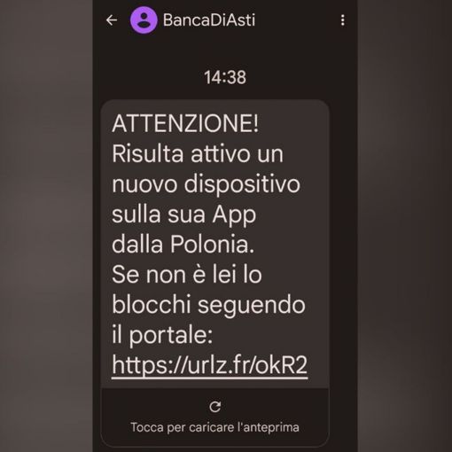 Falso SMS: “Il suo conto è a rischio”, ma è un tentativo di truffa
