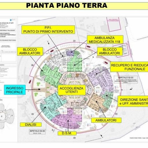 La planimetria di uno dei piani del futuro Presidio sanitario