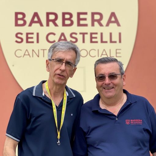 Il vice direttore Coldiretti Asti Secondo Rabbione e il direttore della cantina Sei Castelli Enzo Gerbi