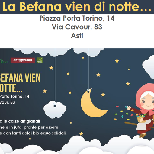 Calze della Befana in cotone o juta solidali alla Rava e Fava di piazza Porta Torino e via Cavour