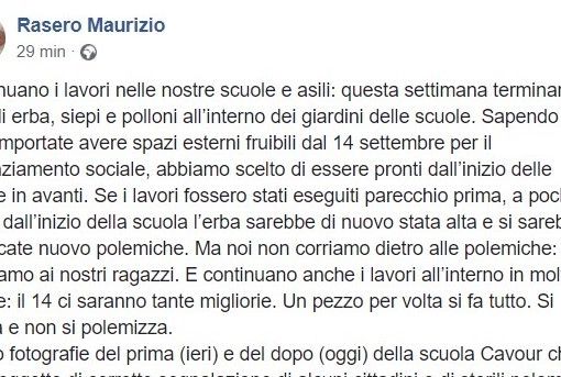 Rasero sul degrado di alcune scuole: &quot;Non corriamo dietro le polemiche, pensiamo ai nostri ragazzi&quot;