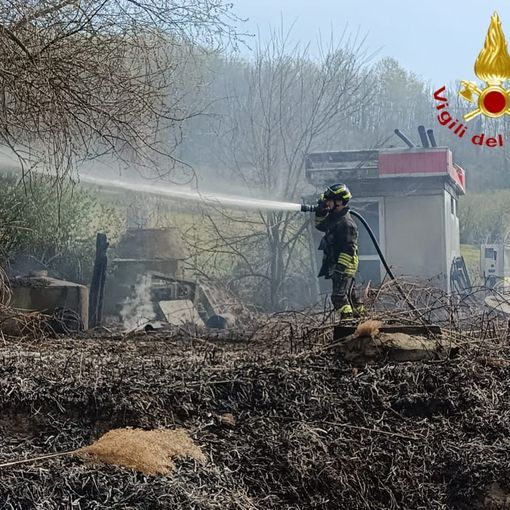 Vigili del fuoco impegnati per un ennesimo incendio di sterpaglie