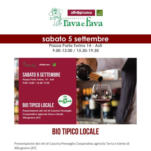 Il Bio tipico locale protagonista da sabato da Naturasì ad Asti