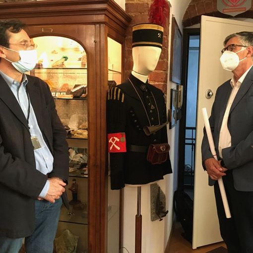 Mario Sacco con Massimo Tomalino durante la visita al Magmax