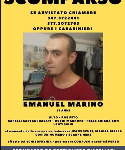 Volantino scomparsa Emanuel Marino