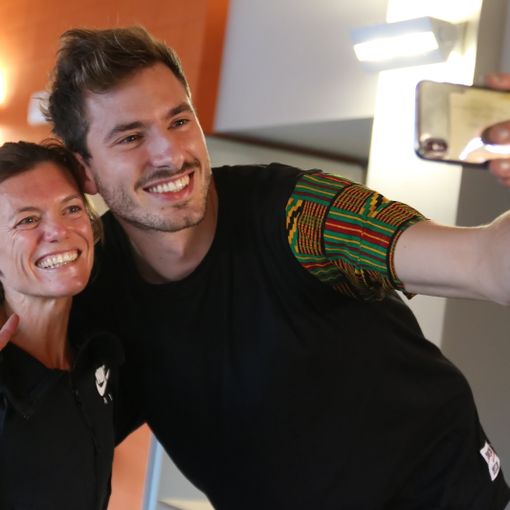 Matteo Piano con Valeria Straneo durante un incontro astigiano (MerfePhoto)