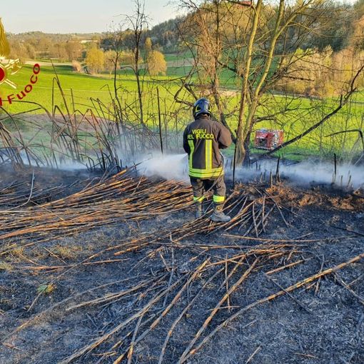 Intenso pomeriggio per i vigili del fuoco di Asti, tra incendi sterpaglie e alberi pericolanti