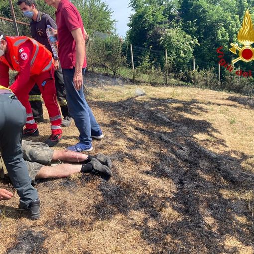 Asti: uomo rimasto ustionato in un incendio sterpaglie in zona Valmanera