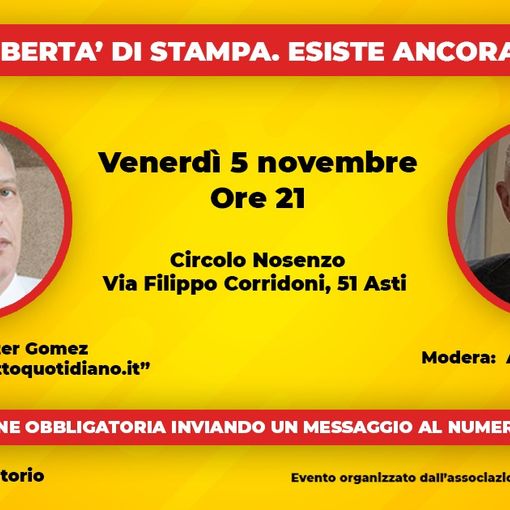 La locandina dell'incontro in programma venerdì 5 novembre al circolo Nosenzo