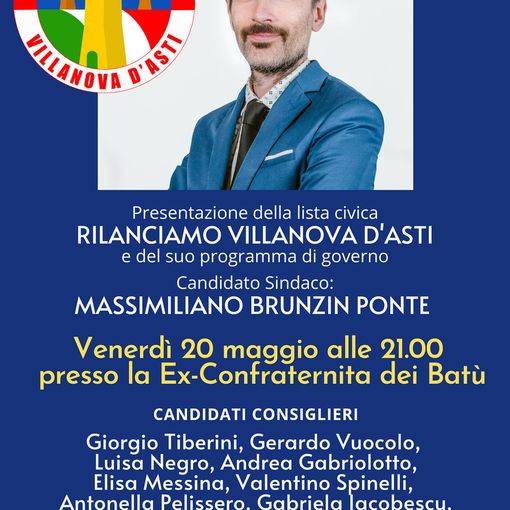 Venerdì la presentazione della lista civica &quot;Rilanciamo Villanova d'Asti&quot;