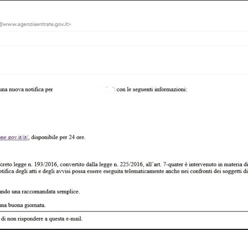 Nuova campagna di phishing tramite false notifiche amministrative. Nel mirino l'Agenzia delle Entrate