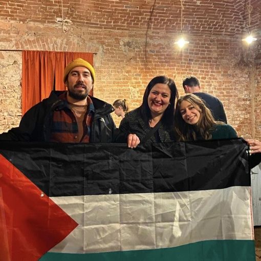Mauro Bosia, capogruppo di Uniti si può, Carla Cocilova, disk dipartimento internazionale ARCI Toscana, e Claudia Rozzo, presidente di A Sinistra - Casa del Popolo