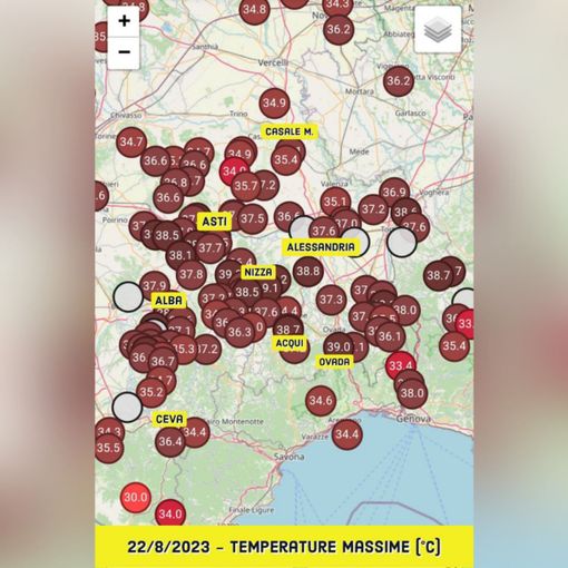Nell'Astigiano oggi sfiorati i 40°: picco atteso tra domani e dopodomani