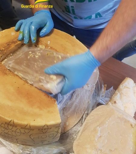 Cocaina nascosta nelle forme di parmigiano e sequestrata
