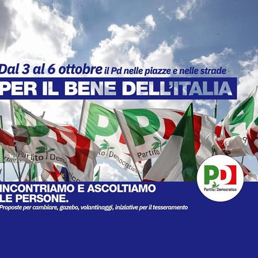 Dal 3 al 6 ottobre il Partito Democratico incontra i cittadini &quot;Per il bene dell'Italia&quot;