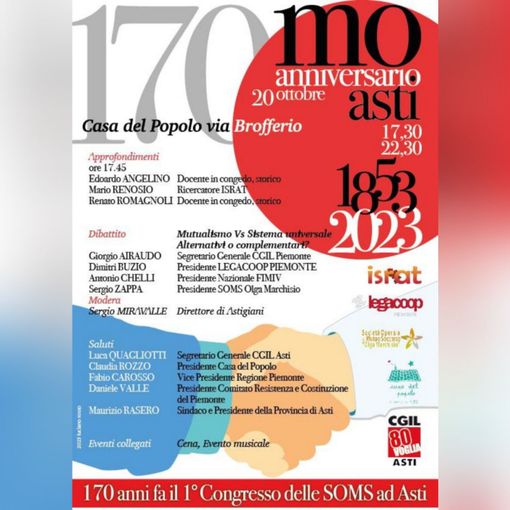 Un'iniziativa per ricordare i 170 anno del primo congresso delle Società di mutuo soccorso