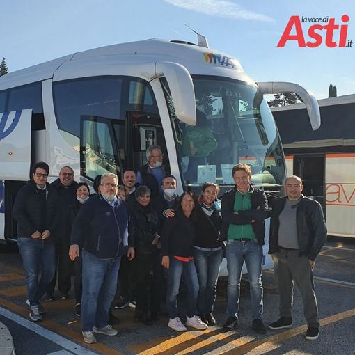 Uno dei gruppi Cisl Alessandria Asti con Stefano Calella e  il segretario generale Marco Ciani