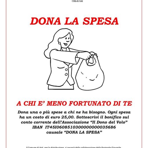 Emergenza coronavirus: assessorato comunale alle Politiche Sociali e “Dono del Volo” ancora insieme per “Dona la spesa”