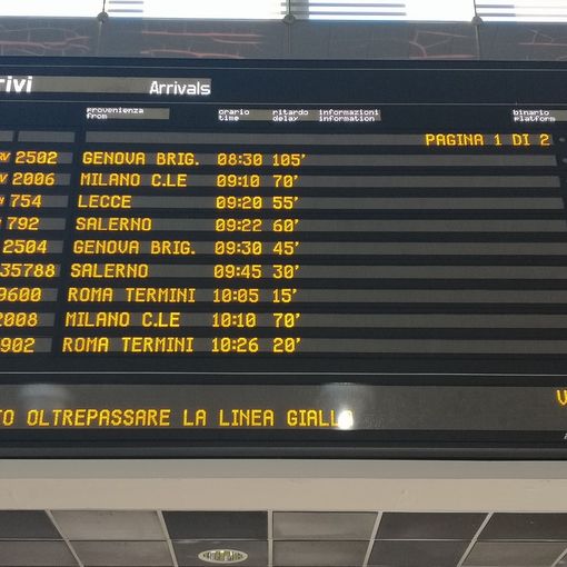 Causa maltempo, forti ritardi nella circolazione dei treni. Alcuni sono stati soppressi